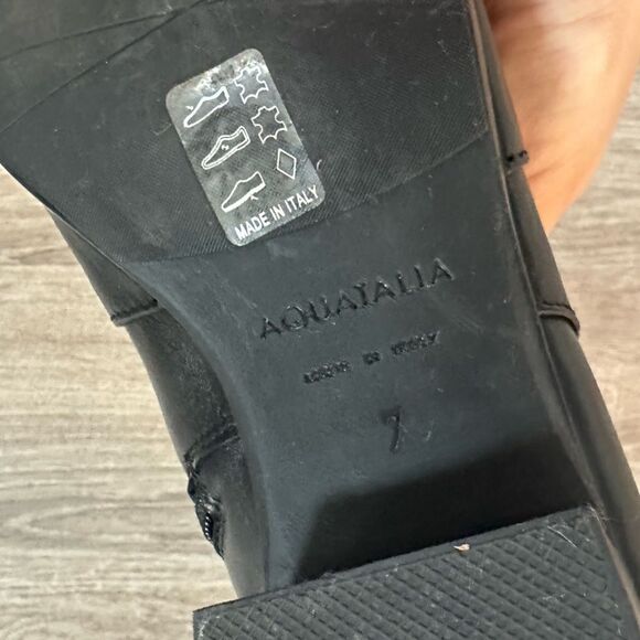 Aquatalia Black Leather Buckle Ankle Boot Size 7 - Picture 6 of 8